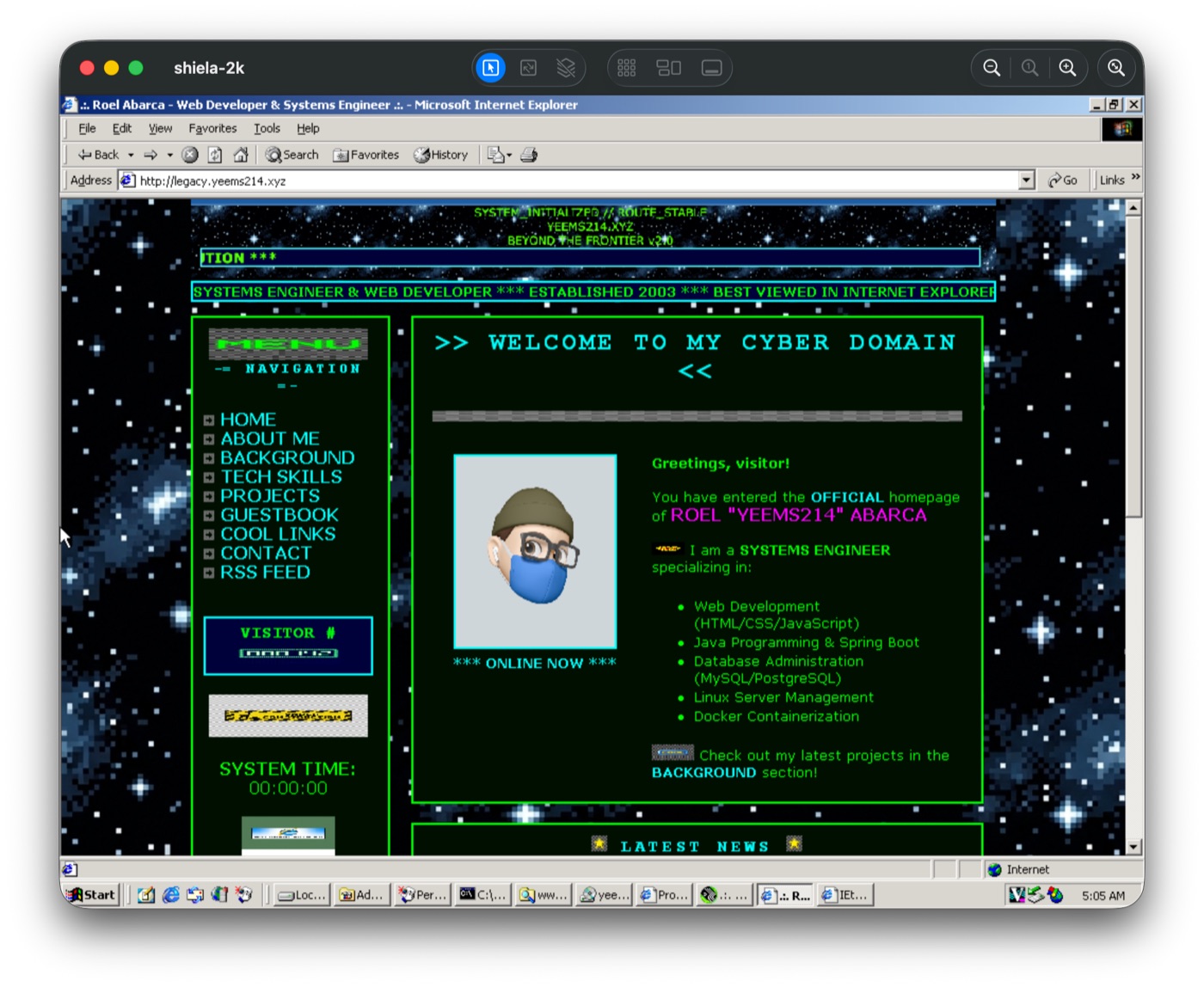 Legacy portfolio hosted on Windows 2000 and IIS 5.0