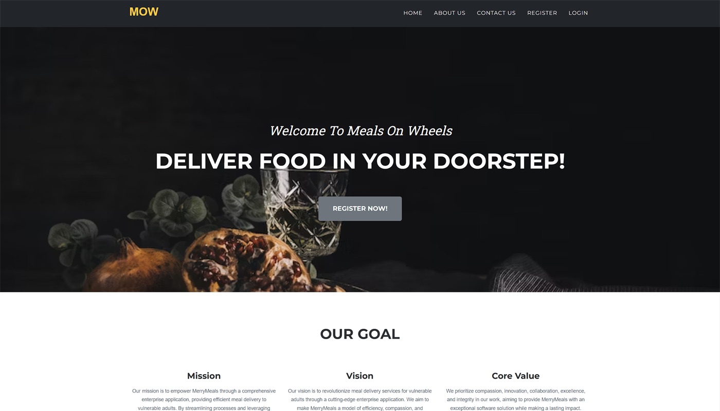 Meals on Wheels platform screenshot